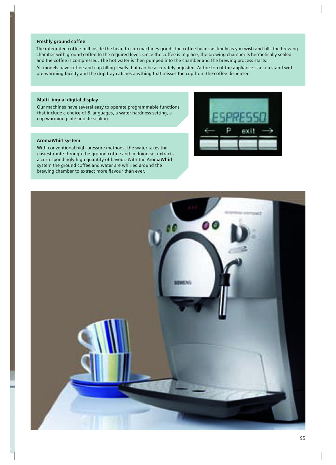 Nespresso TK70N01GB, TK50N01GB, TK911N2GB, TK30N01GB Freshly ground coffee, AromaWhirl system, Multi-lingualdigital display 
