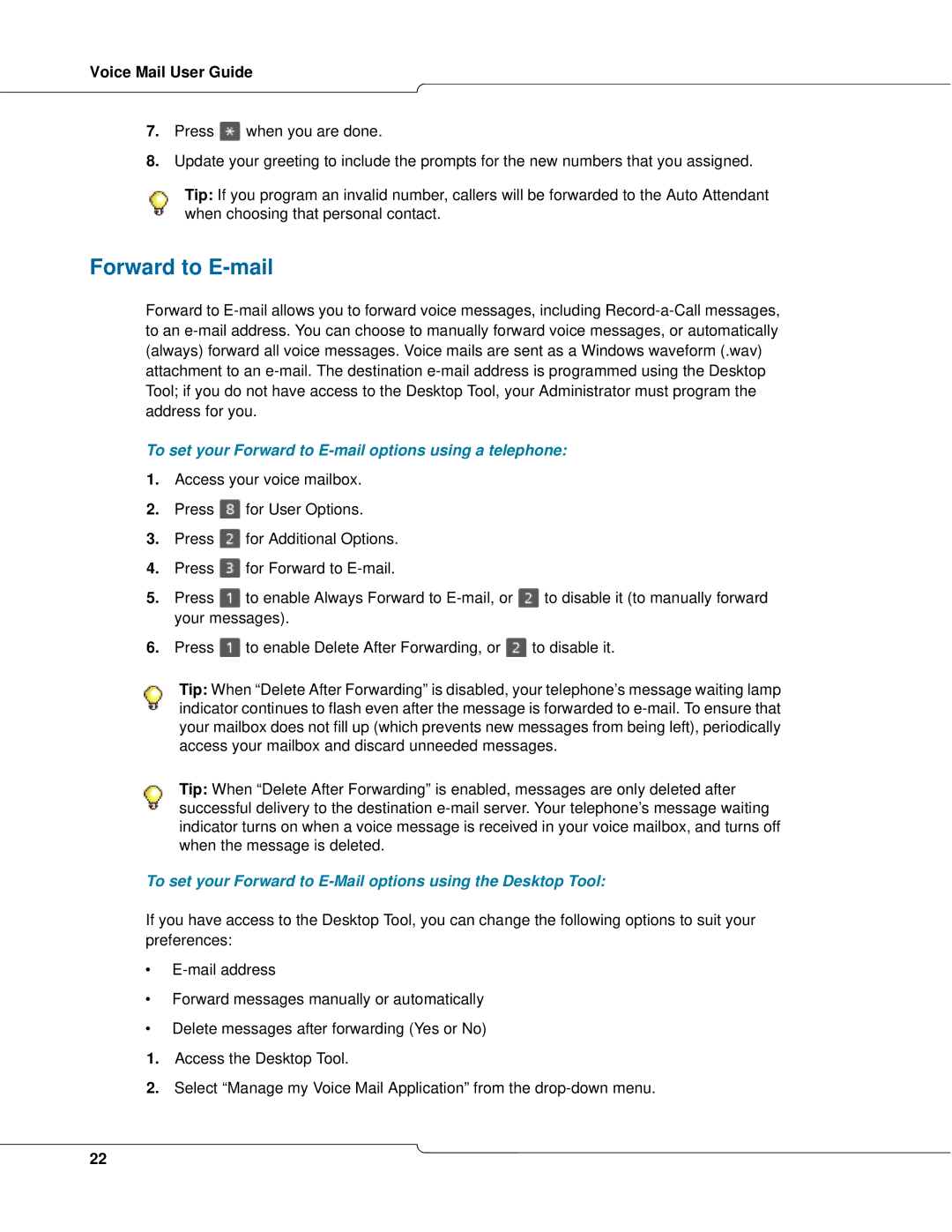 Net Optics 3300 manual To set your Forward to E-mail options using a telephone 