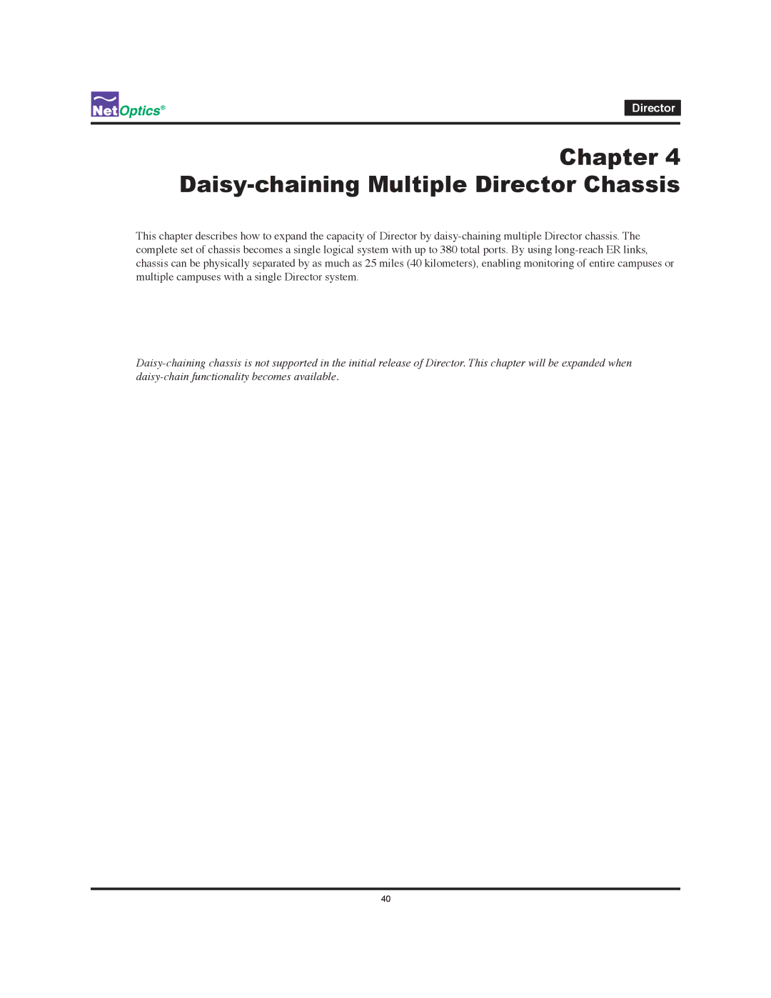 Net Optics manual Daisy-chaining Multiple Director Chassis 