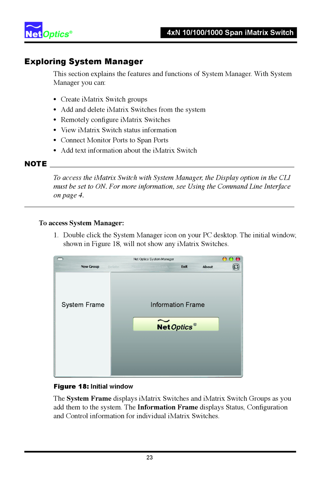 Net Optics ISW-CU3-S4x16 manual Exploring System Manager, To access System Manager 