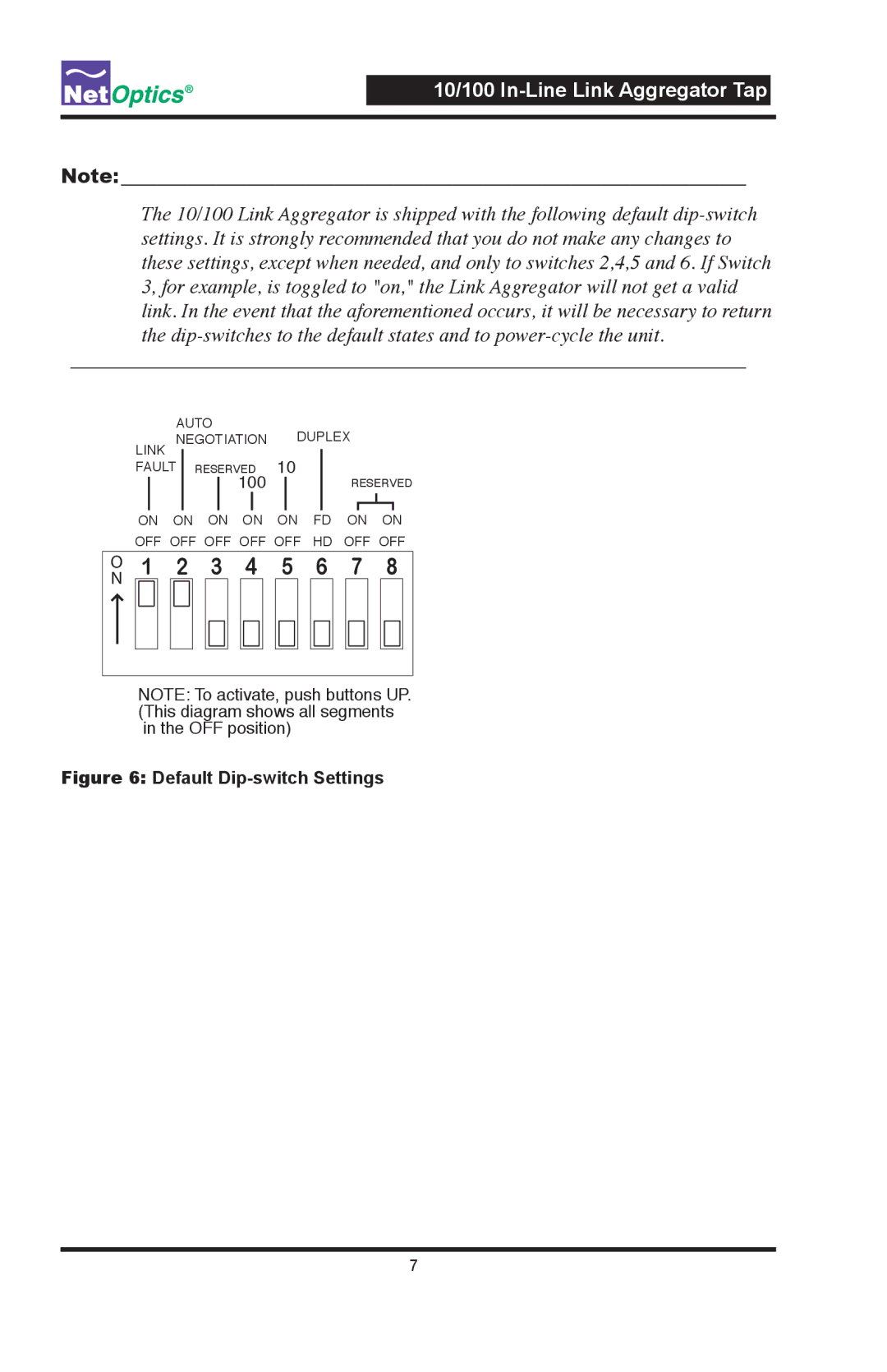 Net Optics Link Aggregator Tap 10/100 In-Line to GigaBit with SFP Monitor Ports manual 3 4 5 6 7 