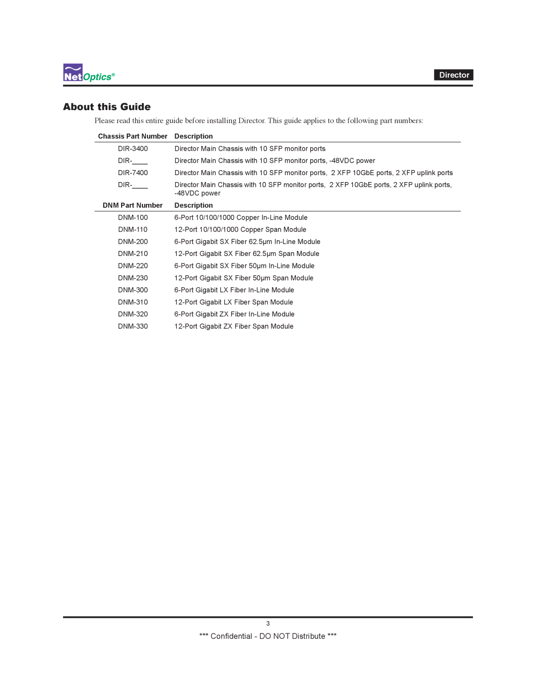 Net Optics none manual About this Guide, Description 