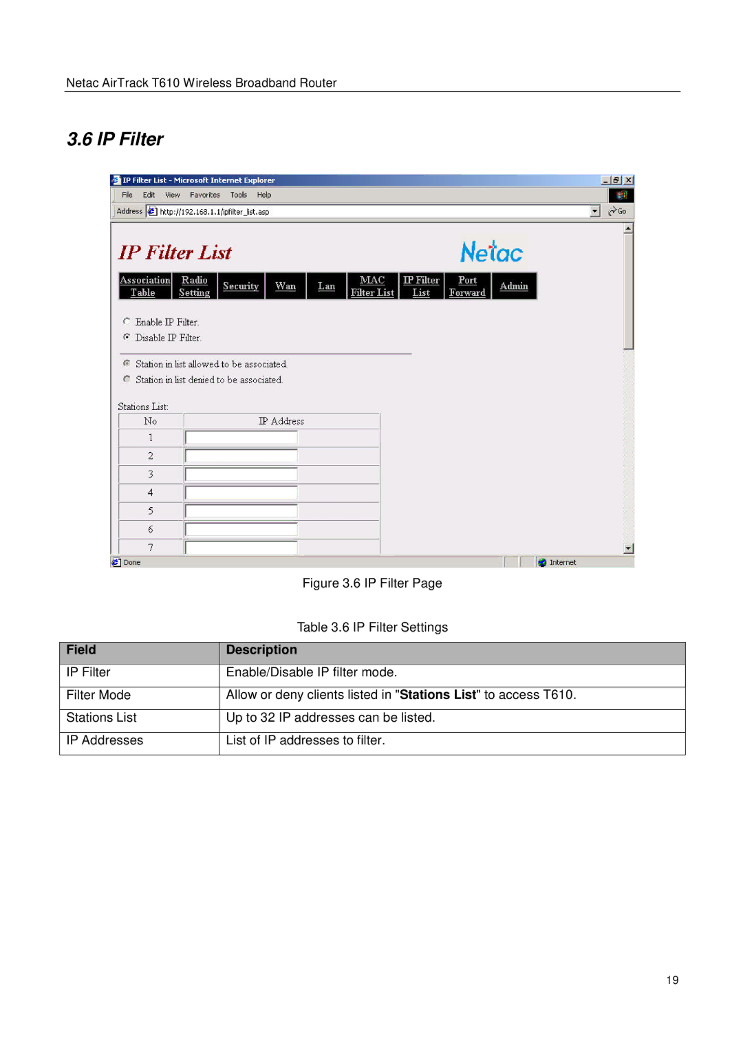 Netac Tech T610 user manual IP Filter 