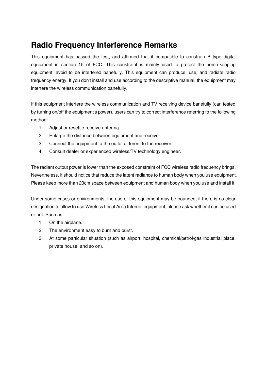 Netac Tech T610 user manual Radio Frequency Interference Remarks 