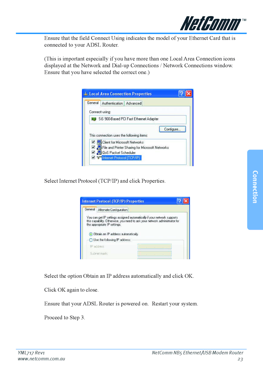 Netcom NB5 manual Connection 