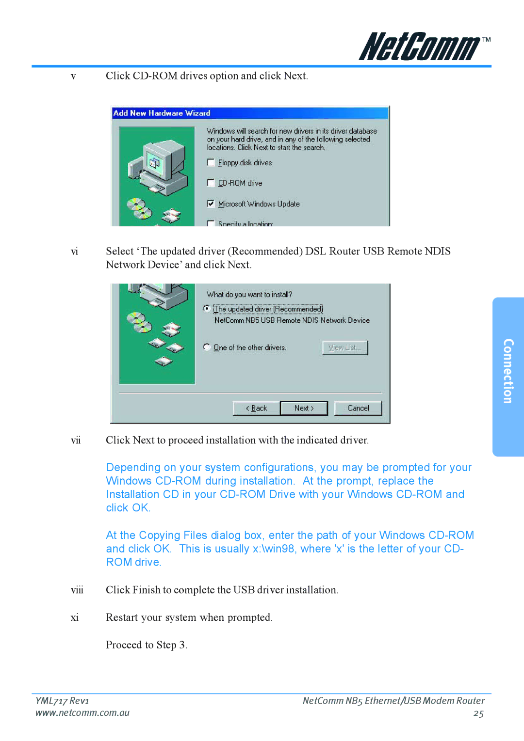 Netcom NB5 manual Connection 