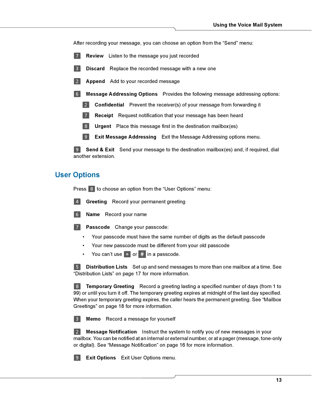 NetComm 3100 manual User Options 