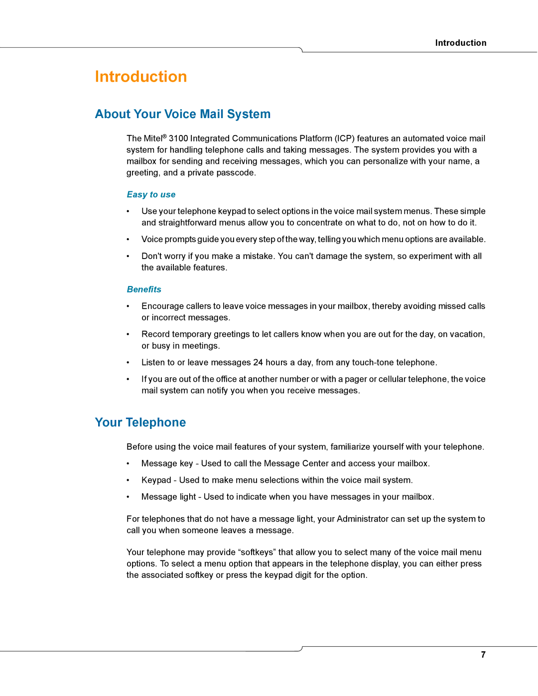 NetComm 3100 manual Introduction, About Your Voice Mail System, Your Telephone, Easy to use, Benefits 