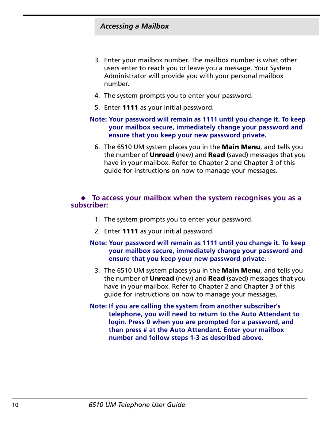 NetComm 6510 manual Accessing a Mailbox 