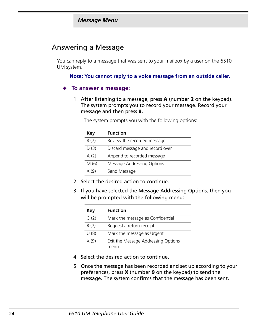 NetComm 6510 manual Answering a Message, To answer a message 