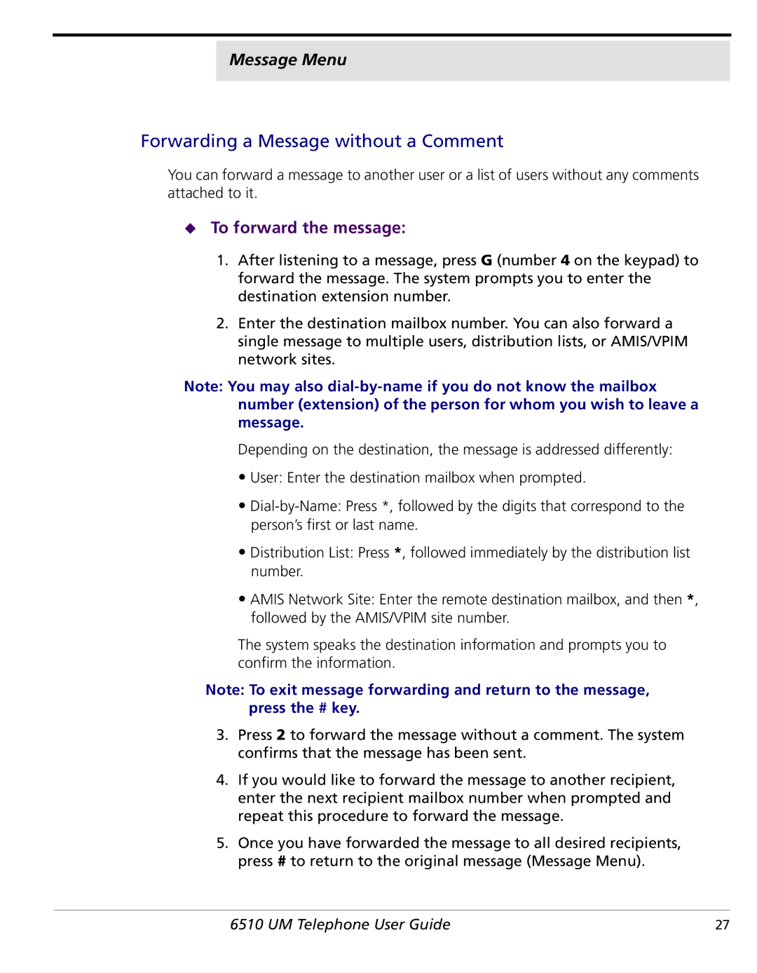 NetComm 6510 manual Forwarding a Message without a Comment, To forward the message 