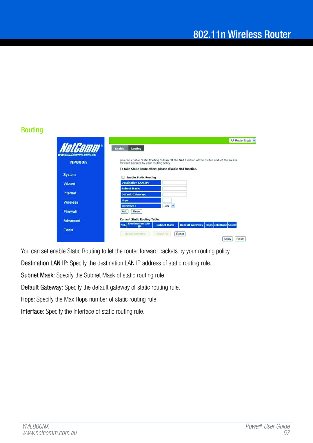 NetComm 802.11 manual Routing 