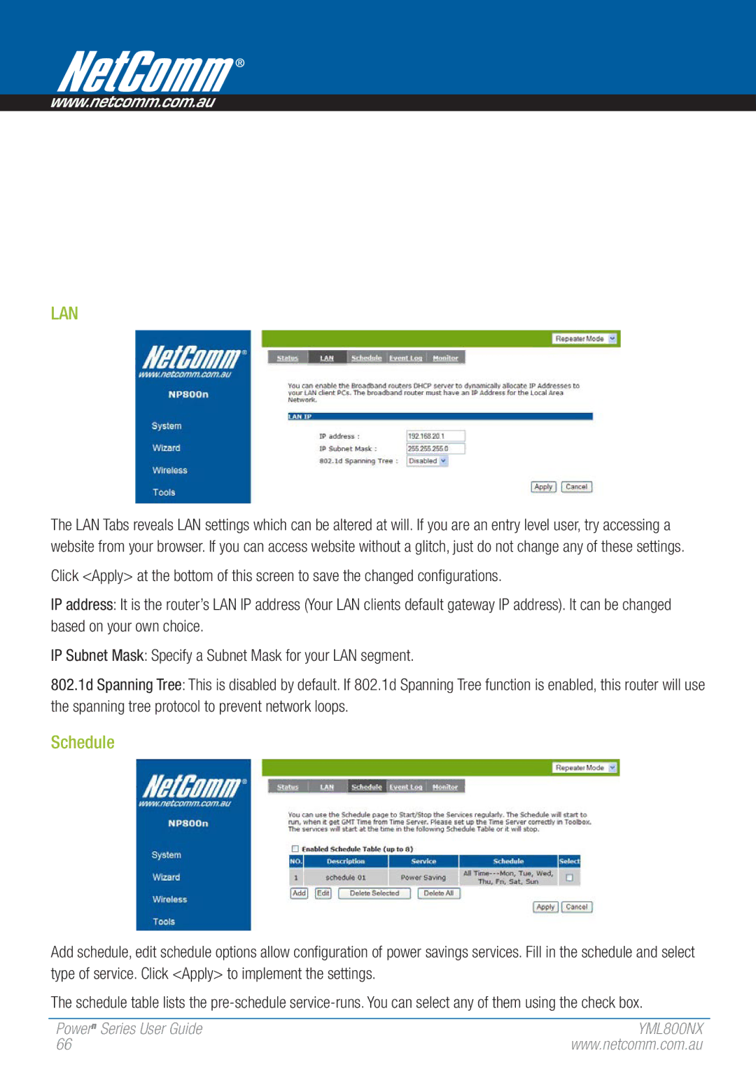 NetComm 802.11 manual Lan 