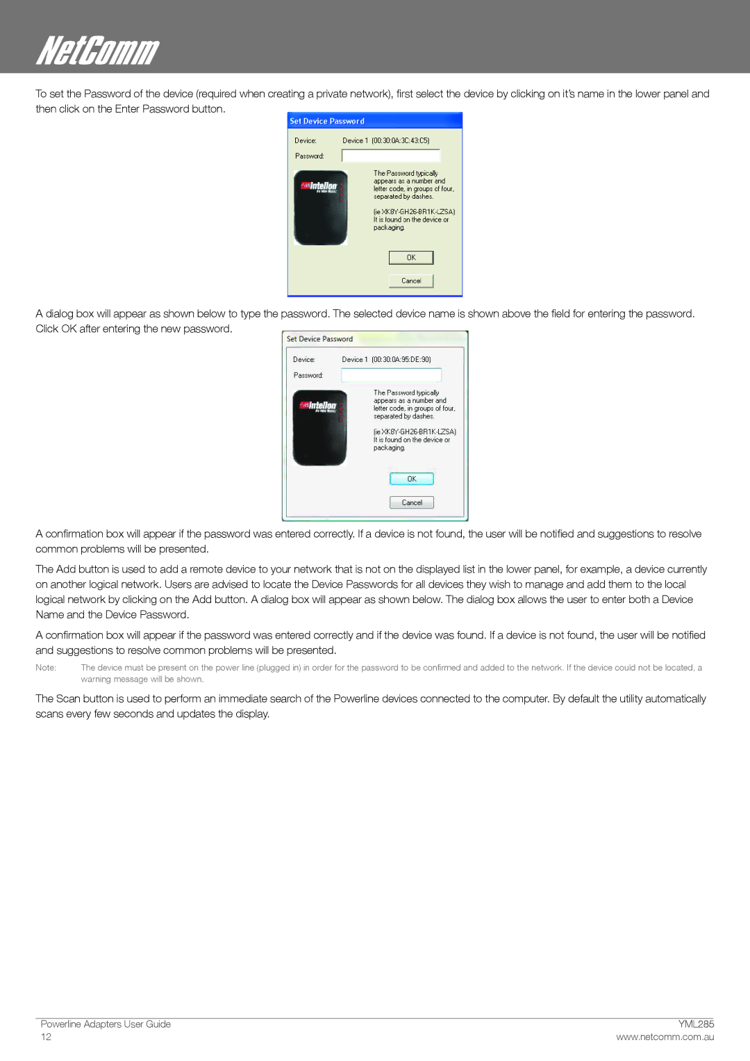 NetComm 85Mbps manual Powerline Adapters User Guide YMmL285 