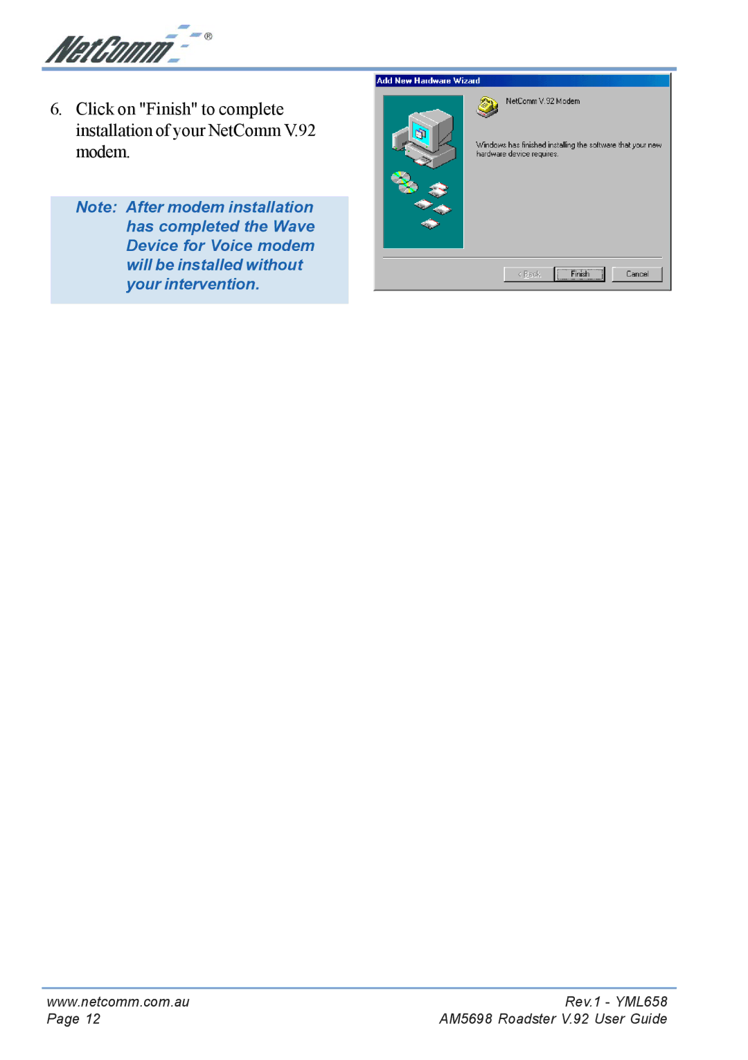 NetComm AM5698 manual Rev.1 YML658 