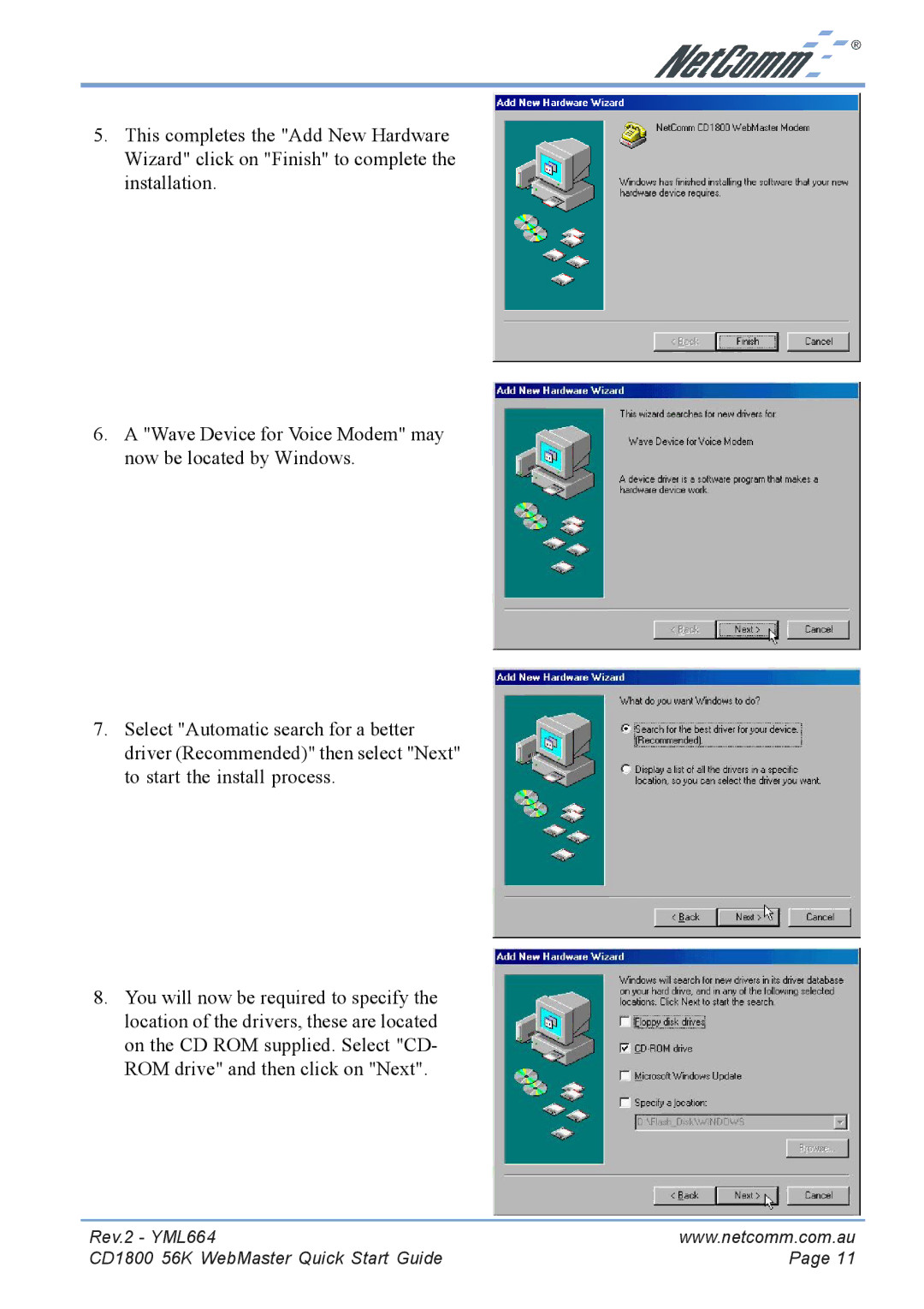 NetComm manual Rev.2 YML664 CD1800 56K WebMaster Quick Start Guide 