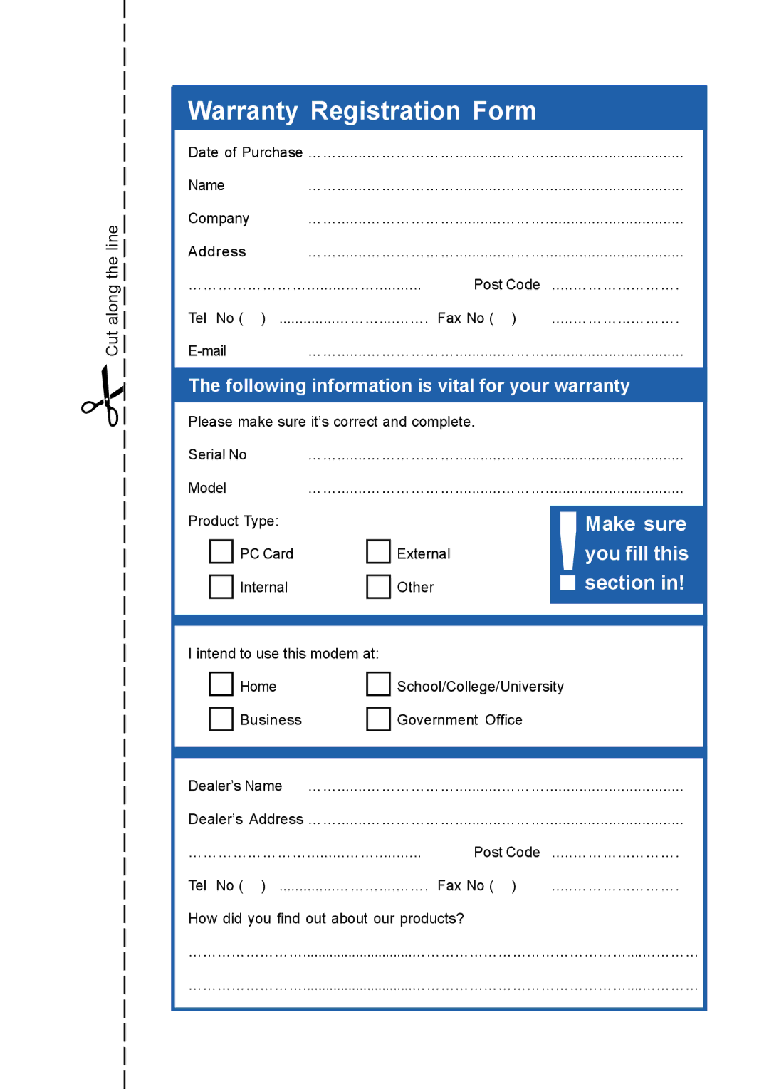 NetComm CD1800 manual Warranty Registration Form 