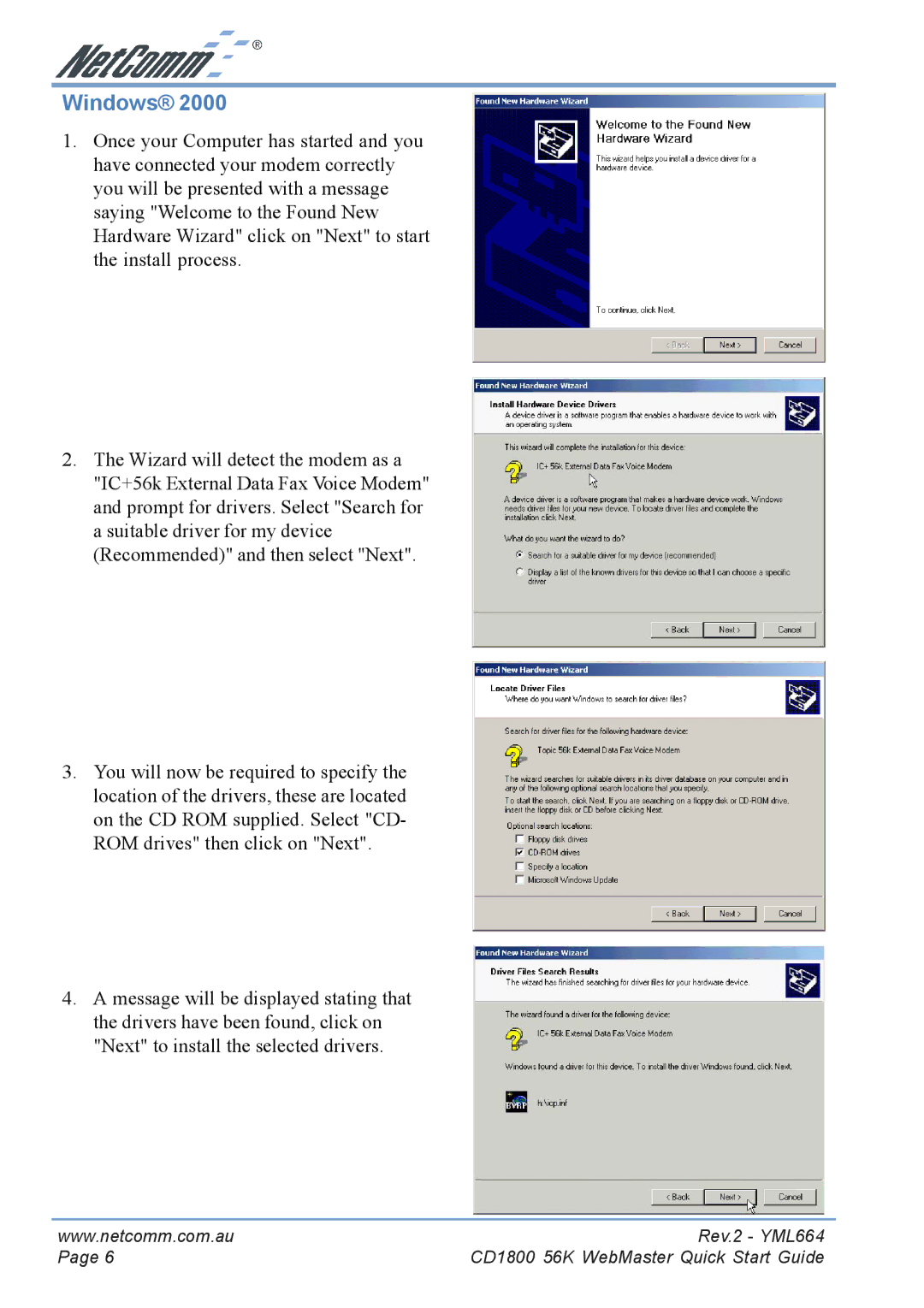 NetComm CD1800 manual Windows 