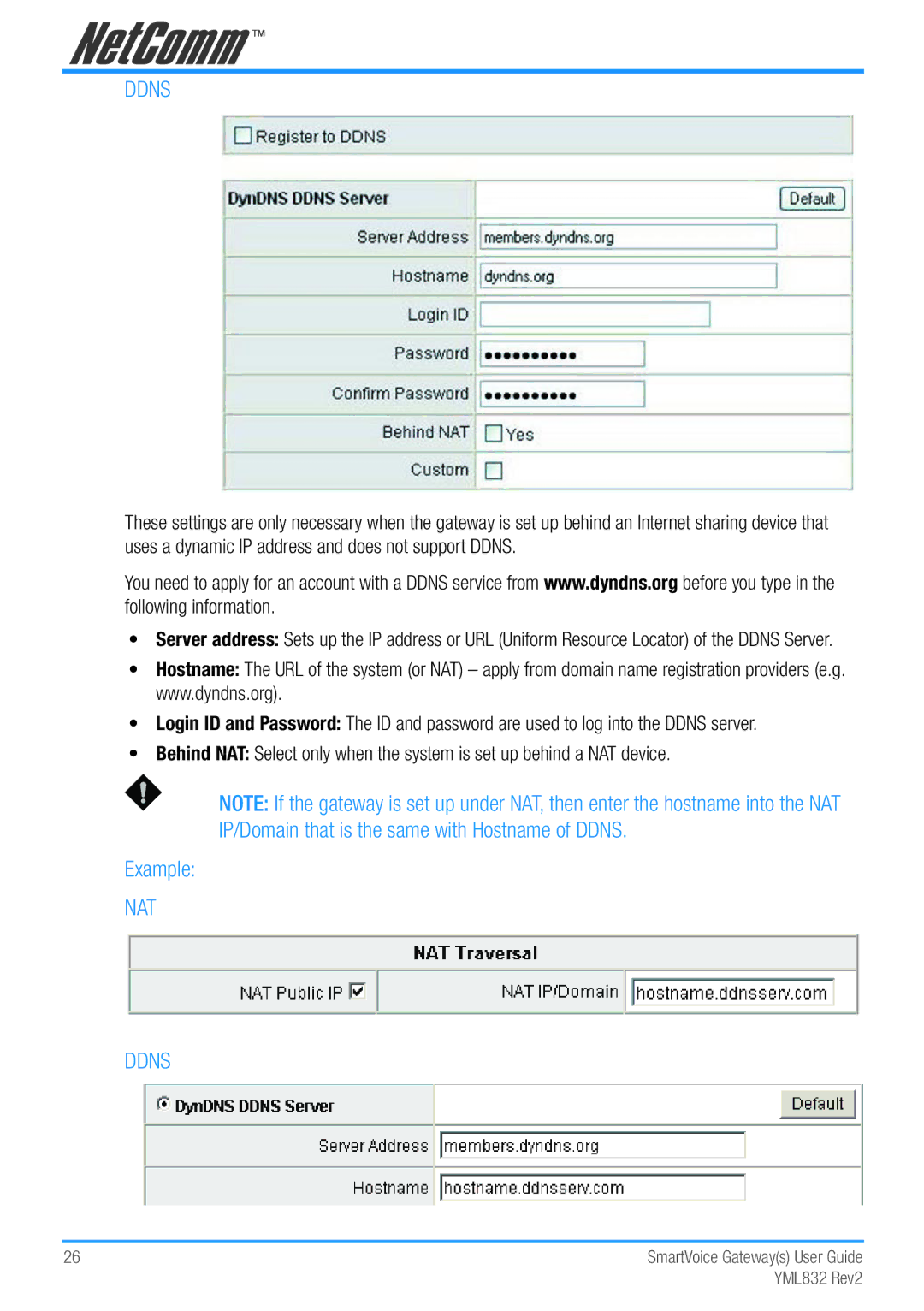 NetComm Gateway Series manual Ddns, Example 