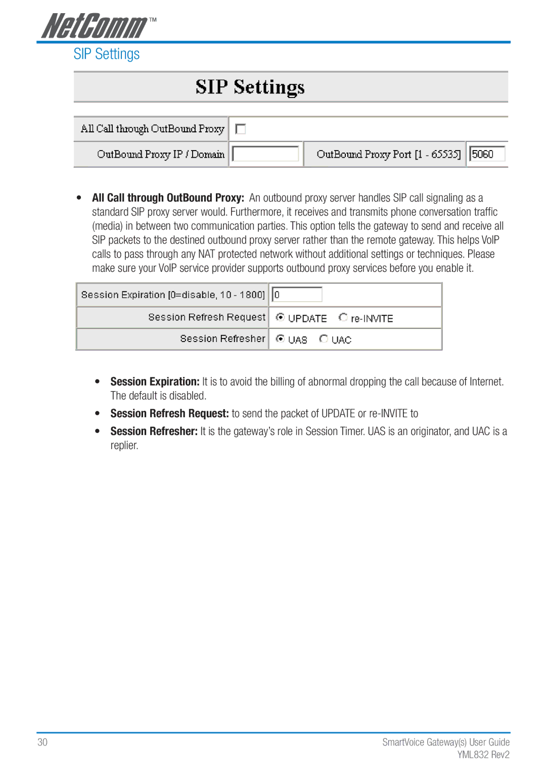 NetComm Gateway Series manual SIP Settings 