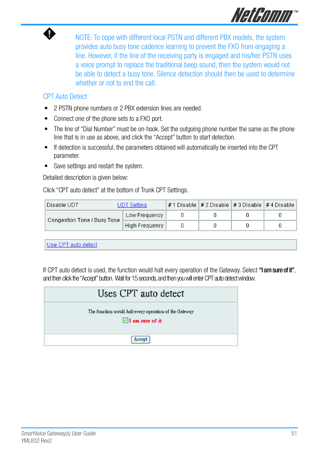 NetComm Gateway Series manual CPT Auto Detect 