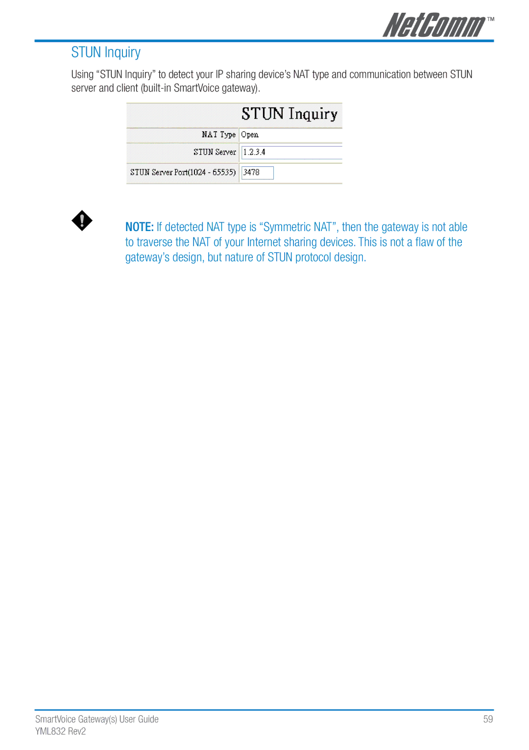 NetComm Gateway Series manual Stun Inquiry 