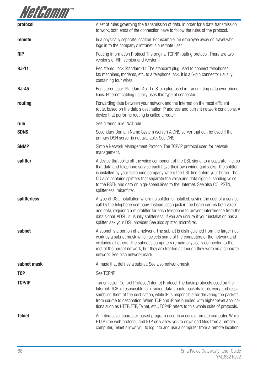 NetComm Gateway Series manual Tcp 