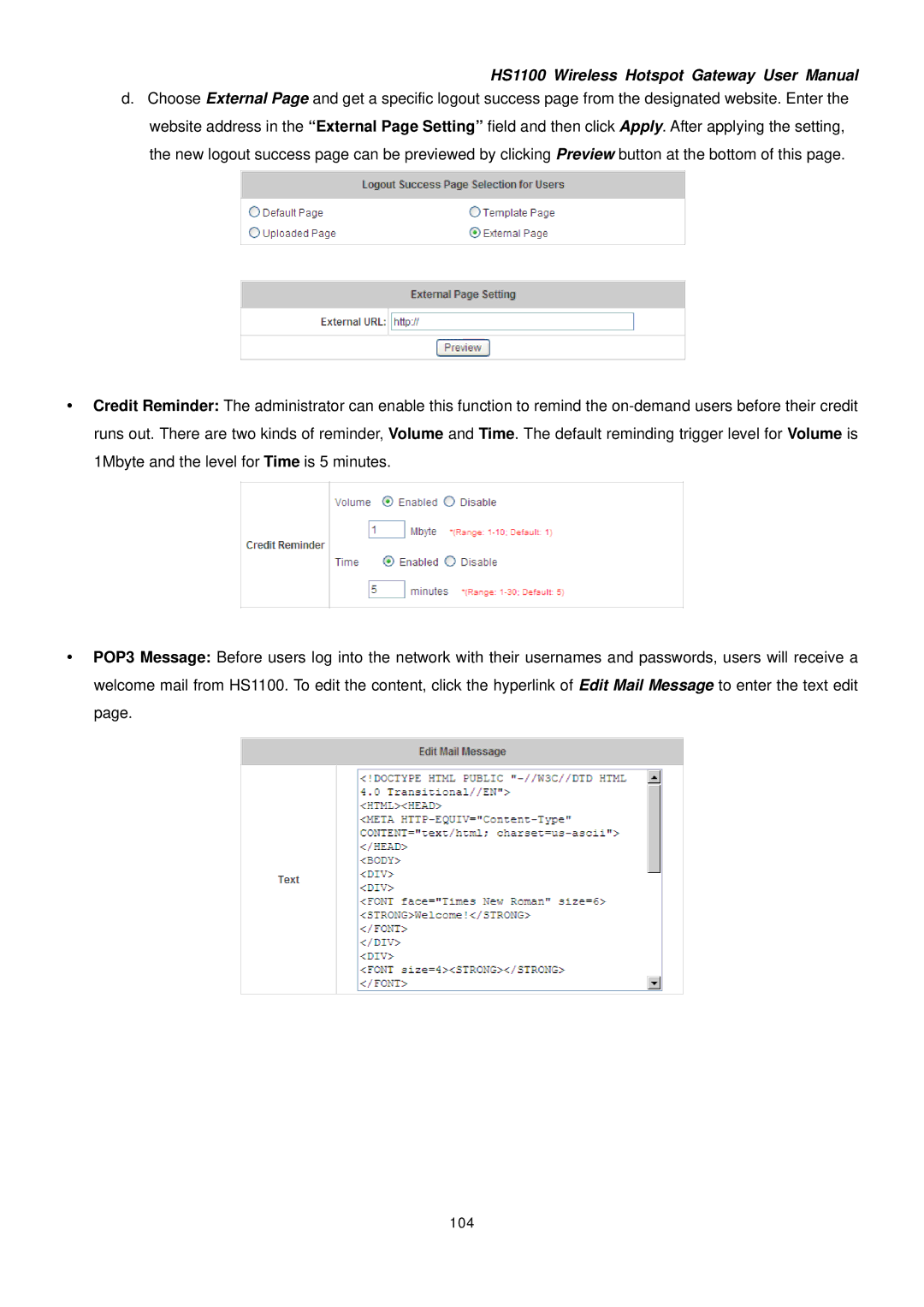 NetComm HS1100 manual 104 