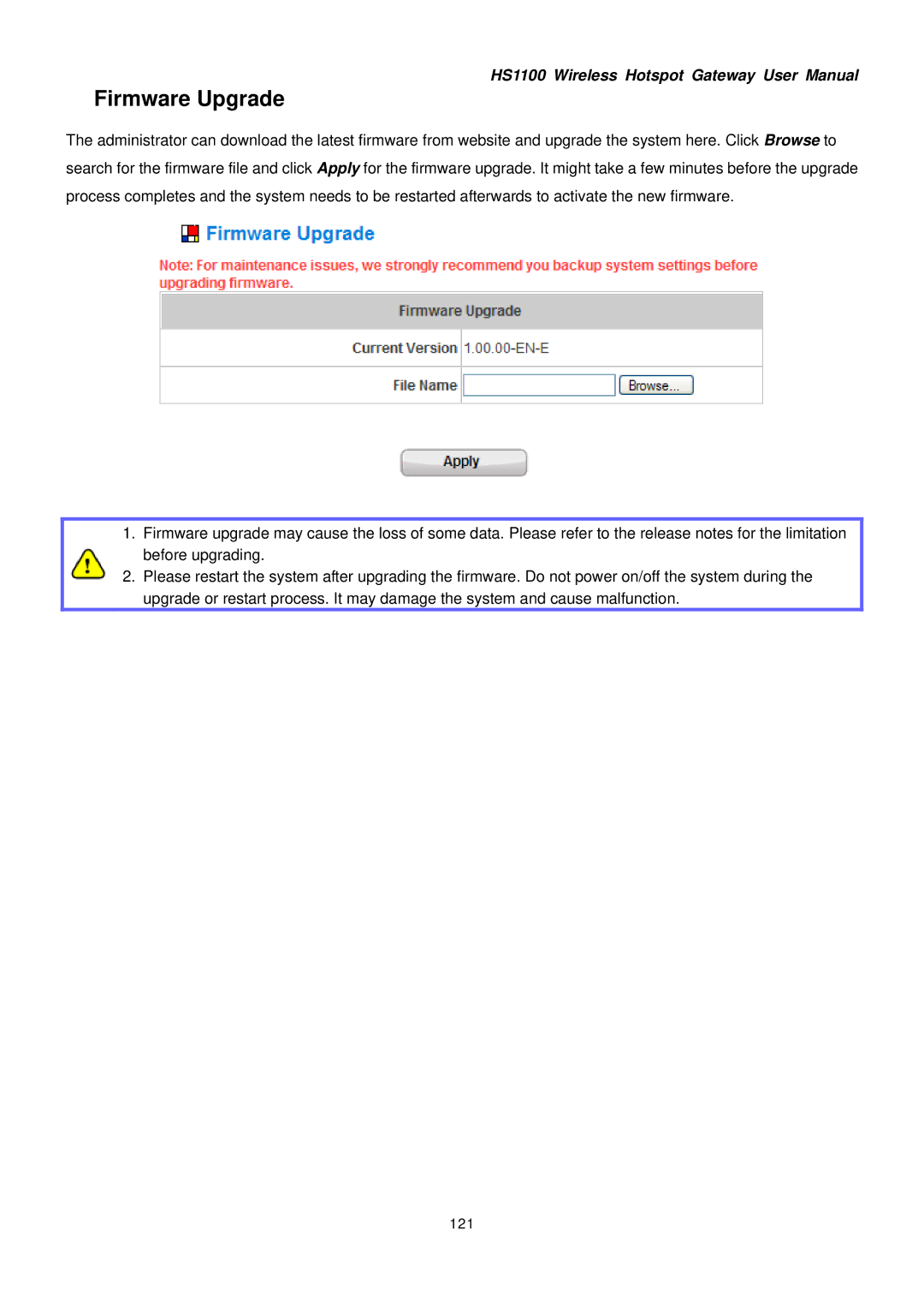 NetComm HS1100 manual Firmware Upgrade, 121 