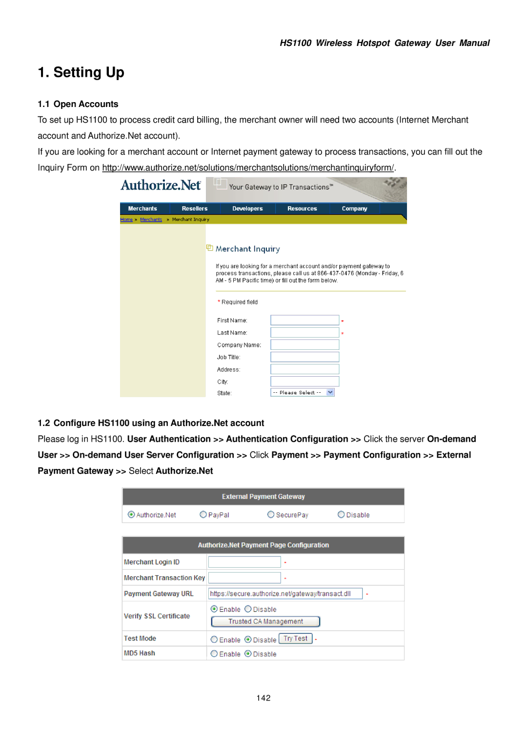 NetComm HS1100 manual Open Accounts, 142 