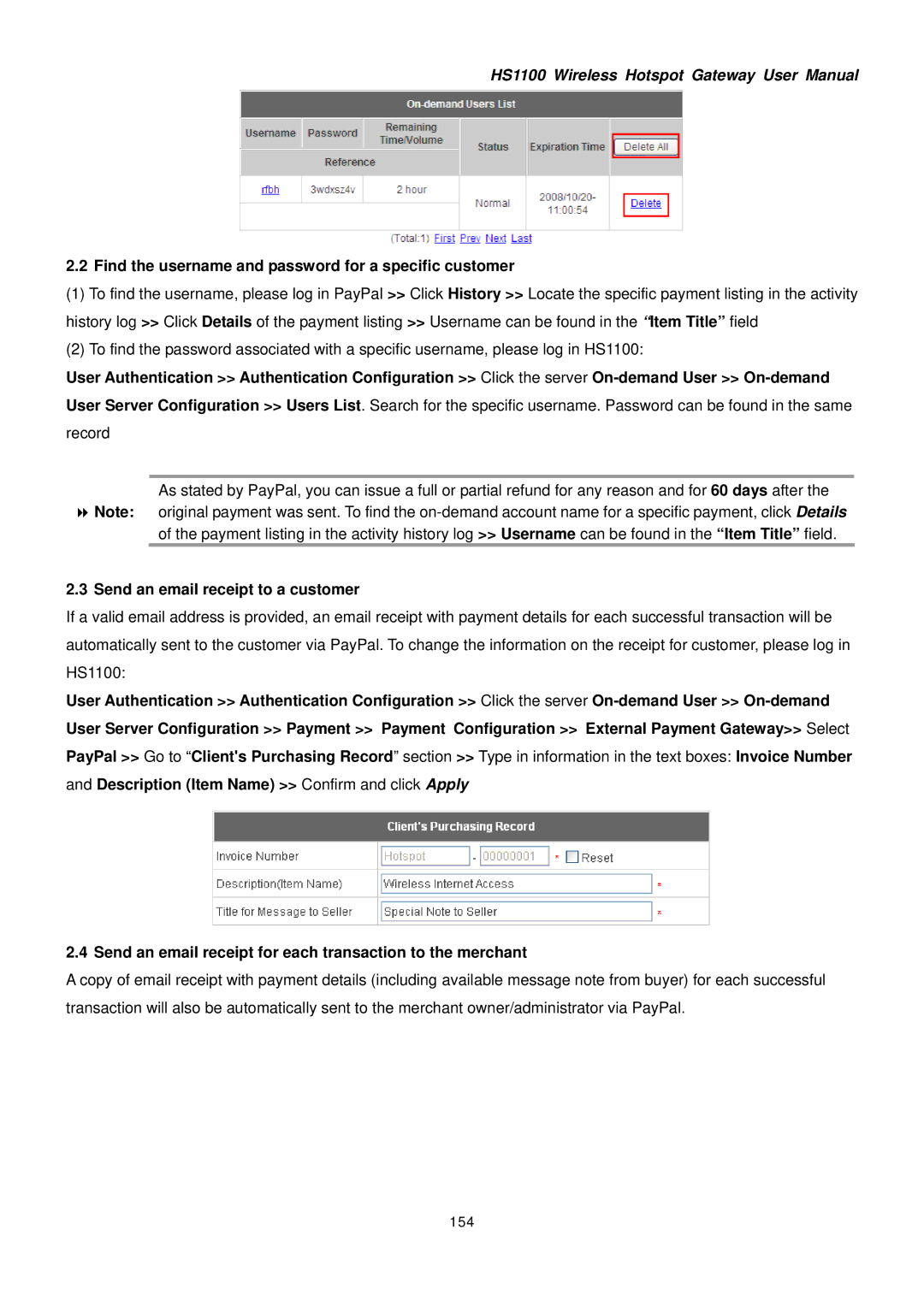 NetComm HS1100 manual Find the username and password for a specific customer, 154 