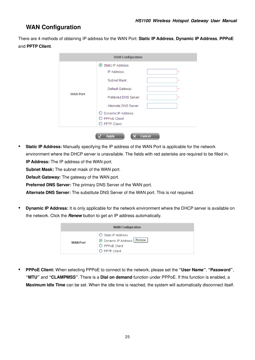 NetComm HS1100 manual WAN Configuration 