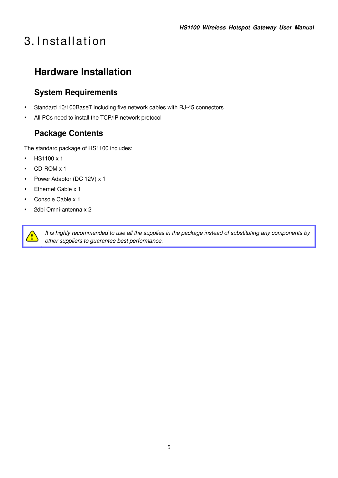 NetComm HS1100 manual System Requirements, Package Contents 