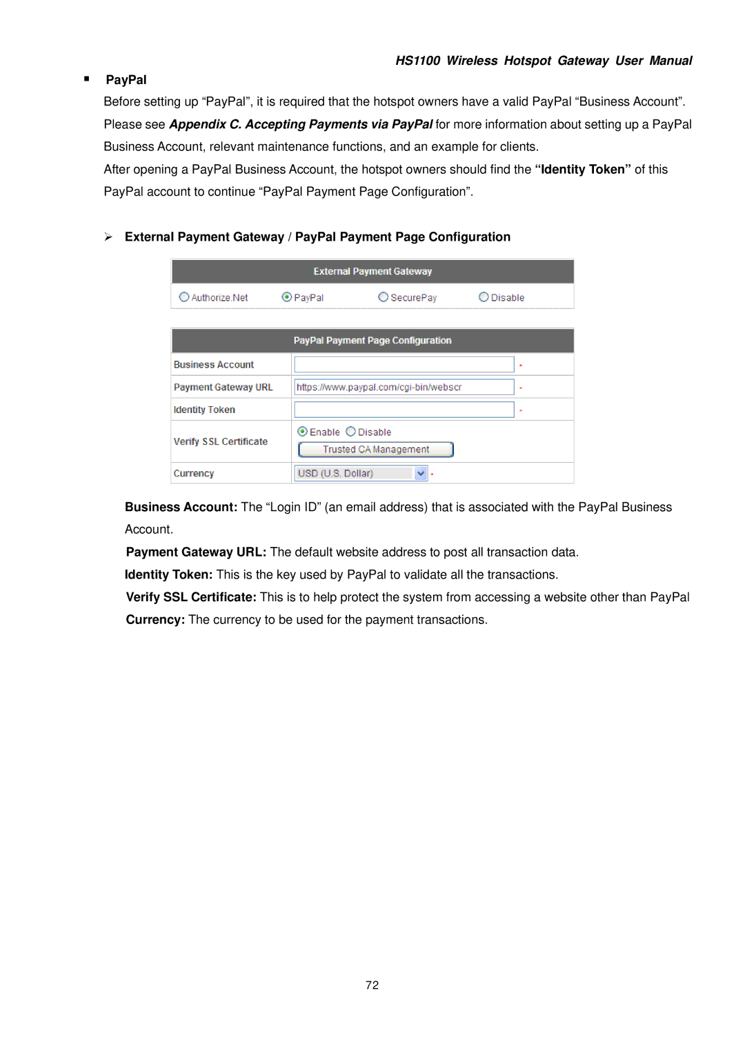 NetComm HS1100 manual ƒ PayPal 