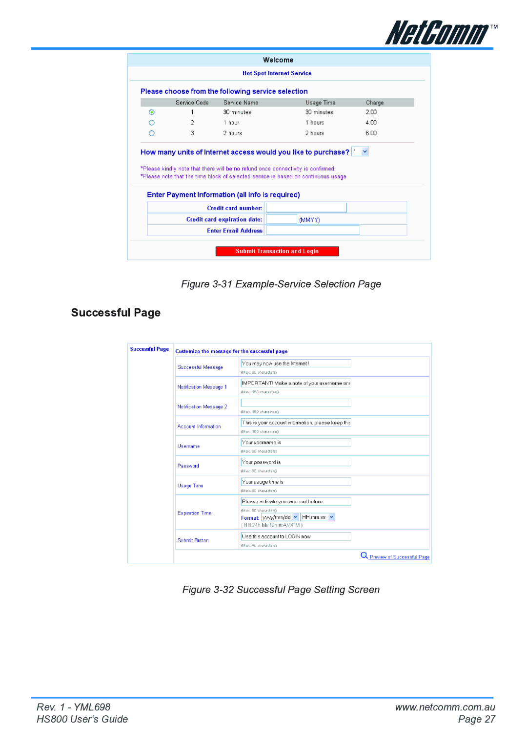 NetComm HS800 manual Successful 