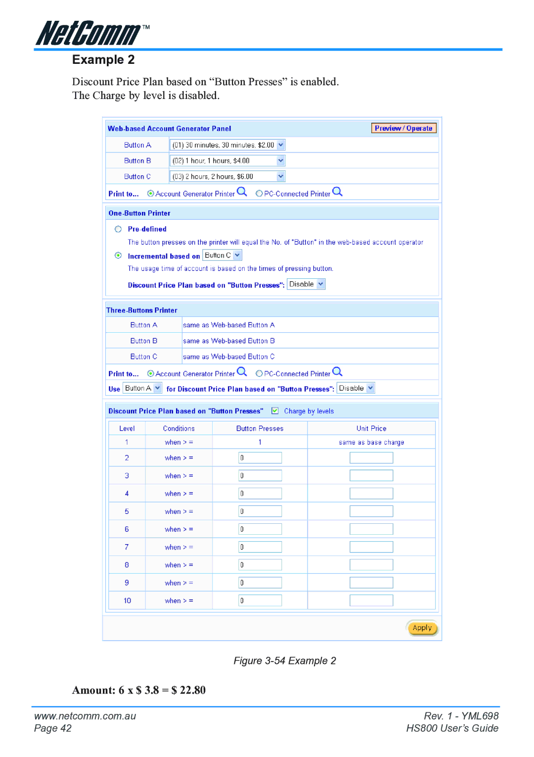 NetComm HS800 manual Example 