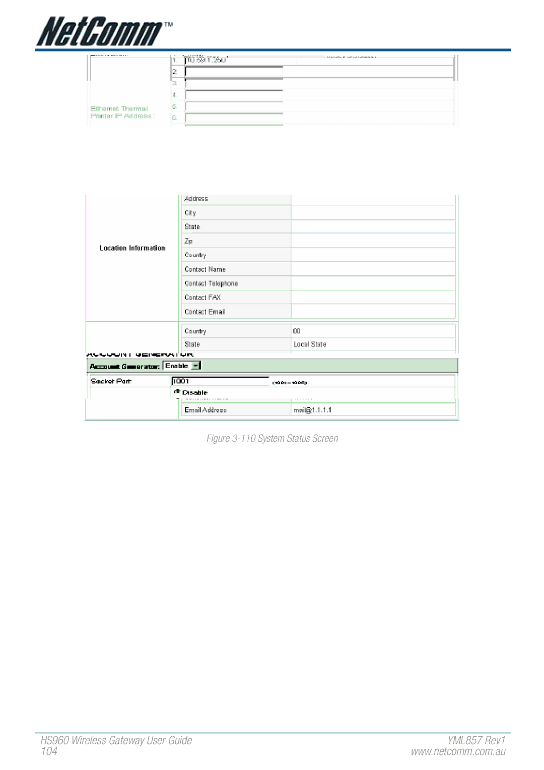 NetComm HS960 manual 104 