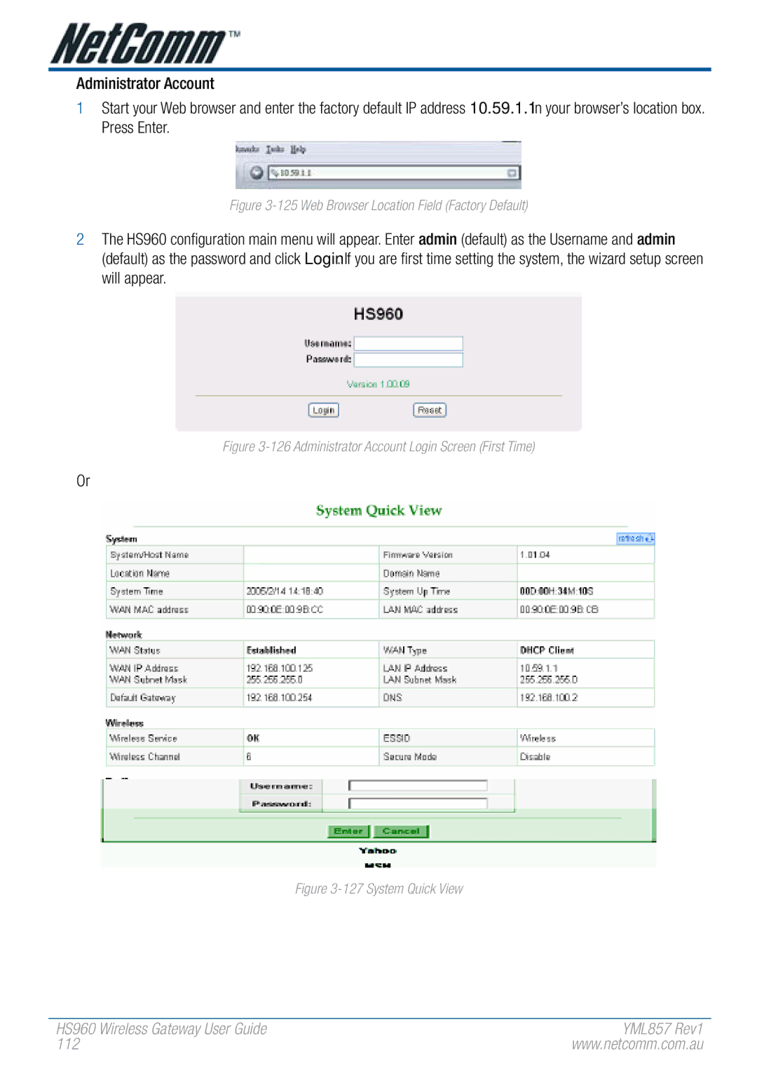 NetComm HS960 manual 112 