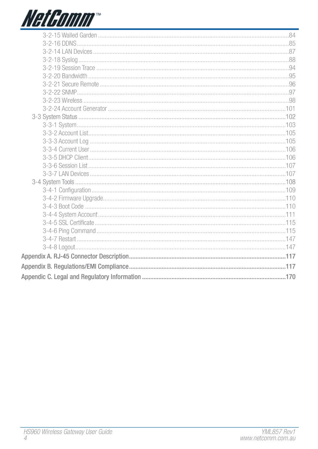 NetComm HS960 manual 101 