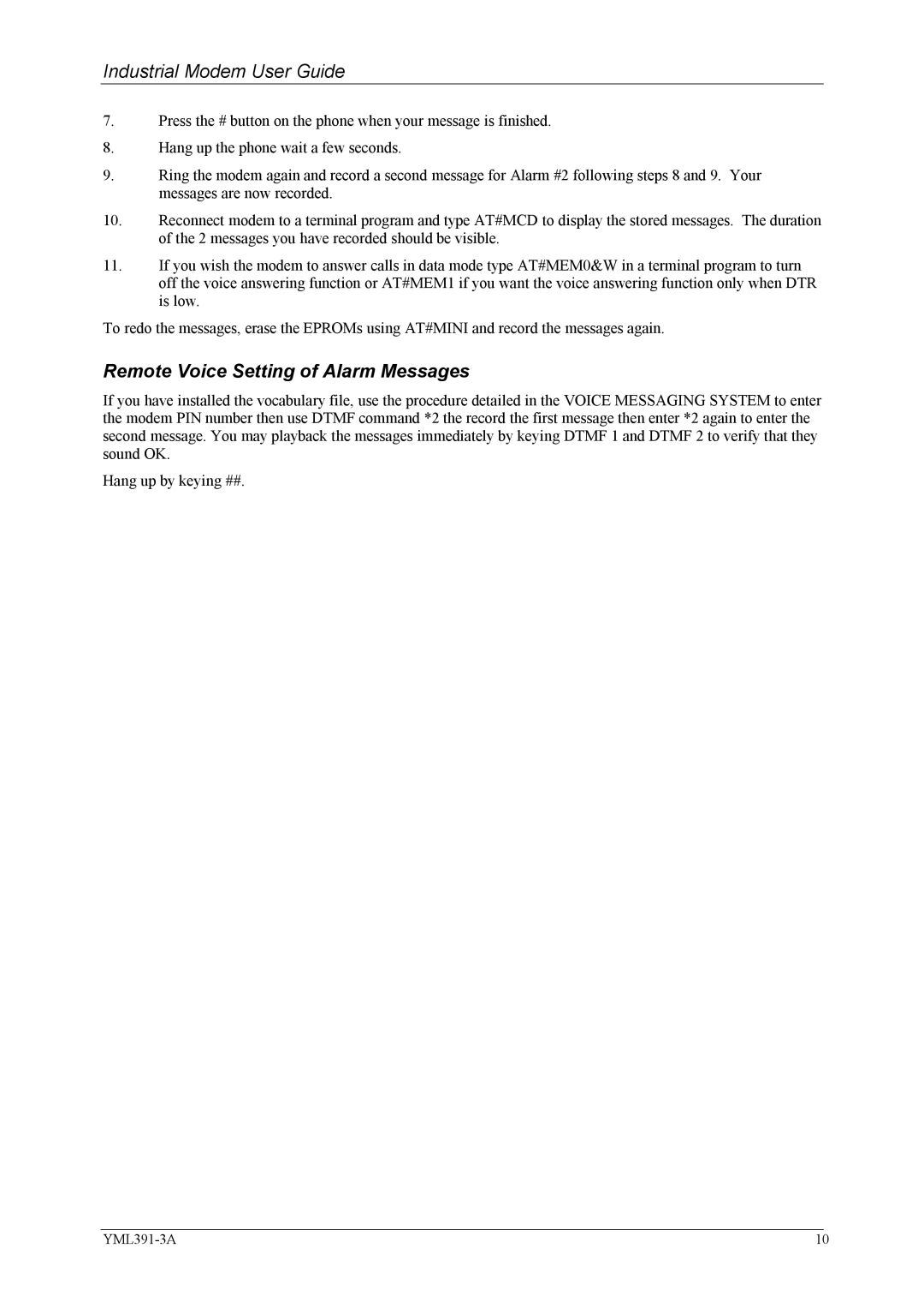 NetComm IG6000 manual Remote Voice Setting of Alarm Messages 