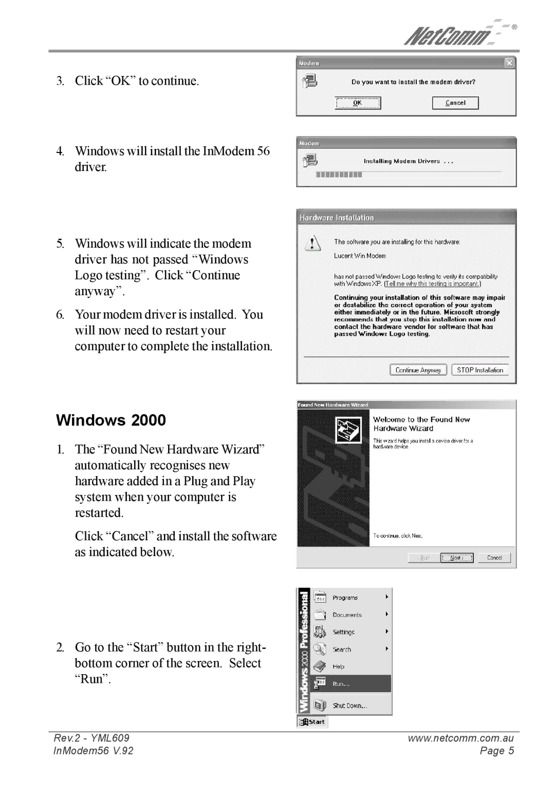 NetComm IN5699 manual Windows 