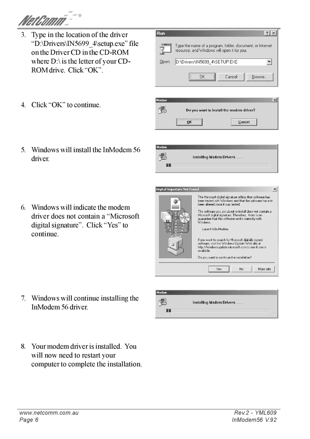 NetComm IN5699 manual Rev.2 YML609 