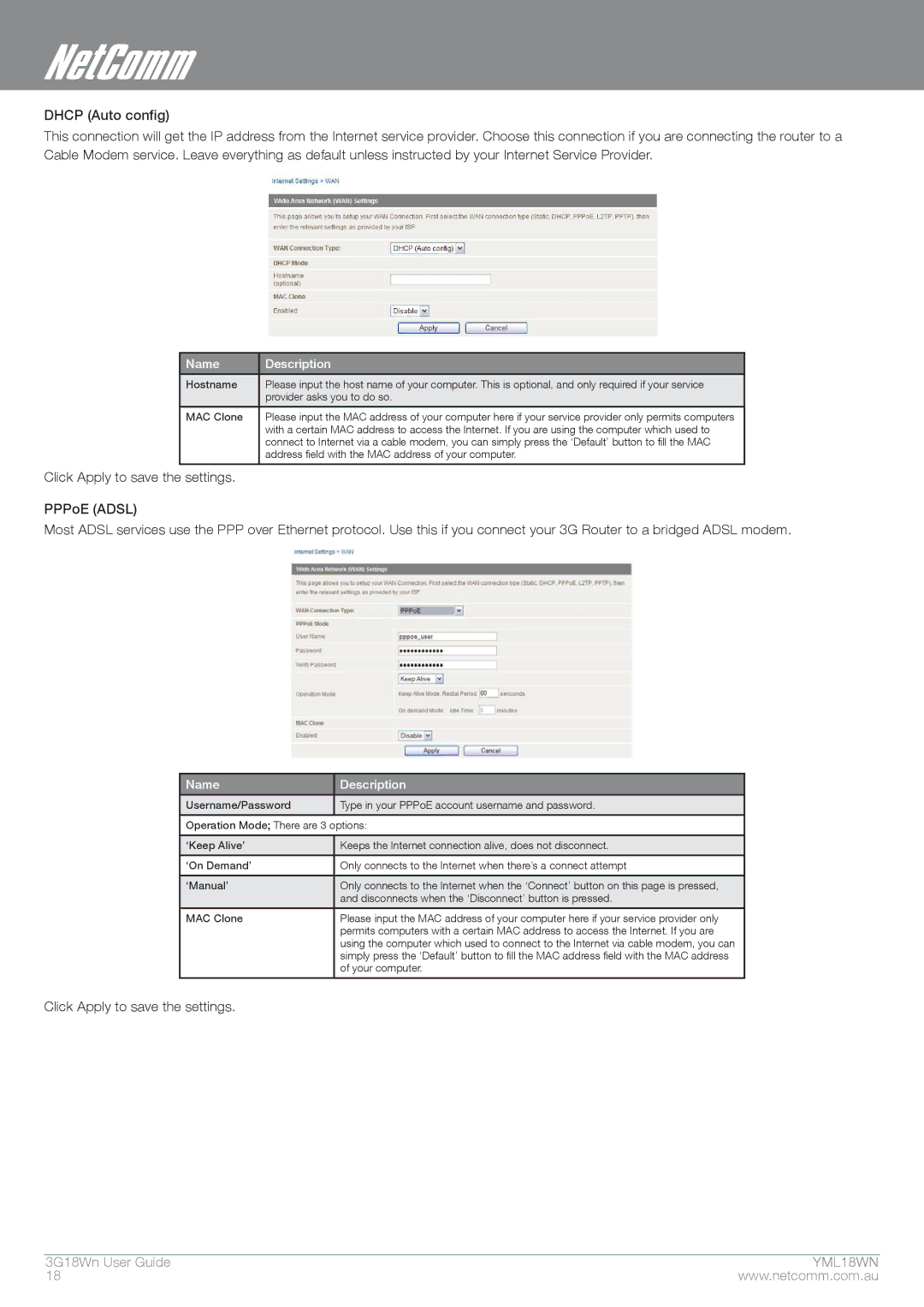 NetComm N300 manual Address field with the MAC address of your computer 