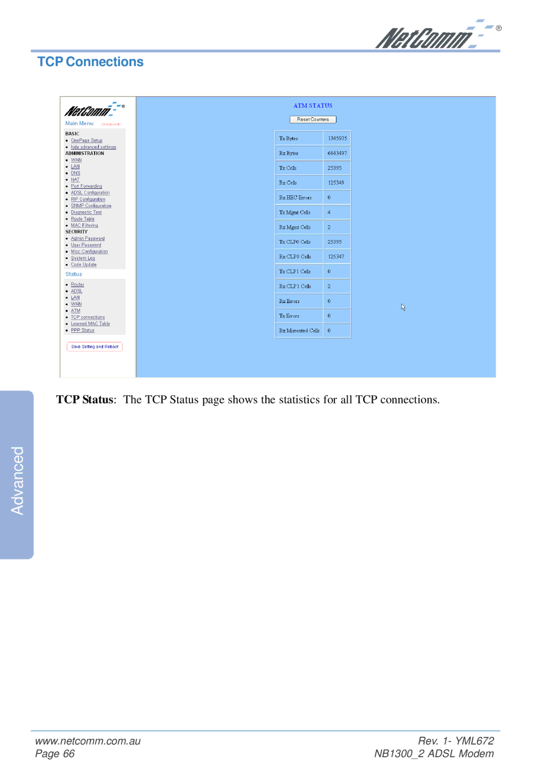 NetComm NB1300 Plus 4W manual TCP Connections 