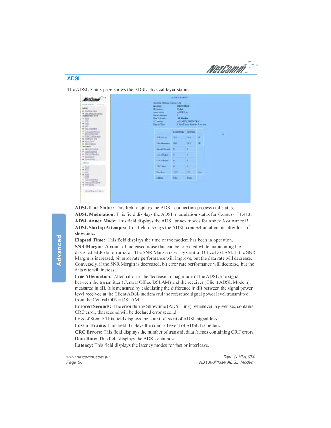 NetComm NB1300PLUS4 manual Adsl 