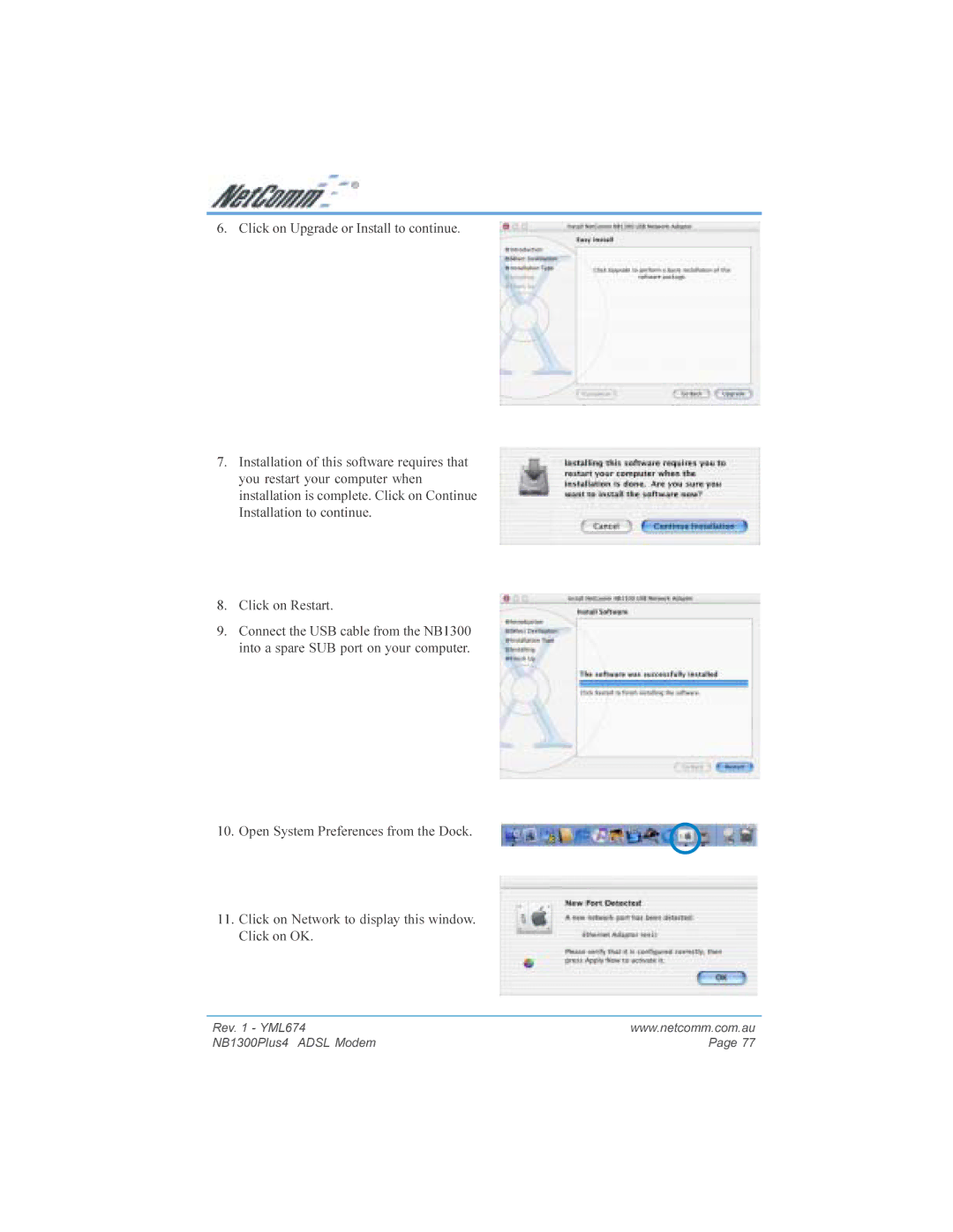 NetComm NB1300PLUS4 manual Rev YML674 NB1300Plus4 Adsl Modem 