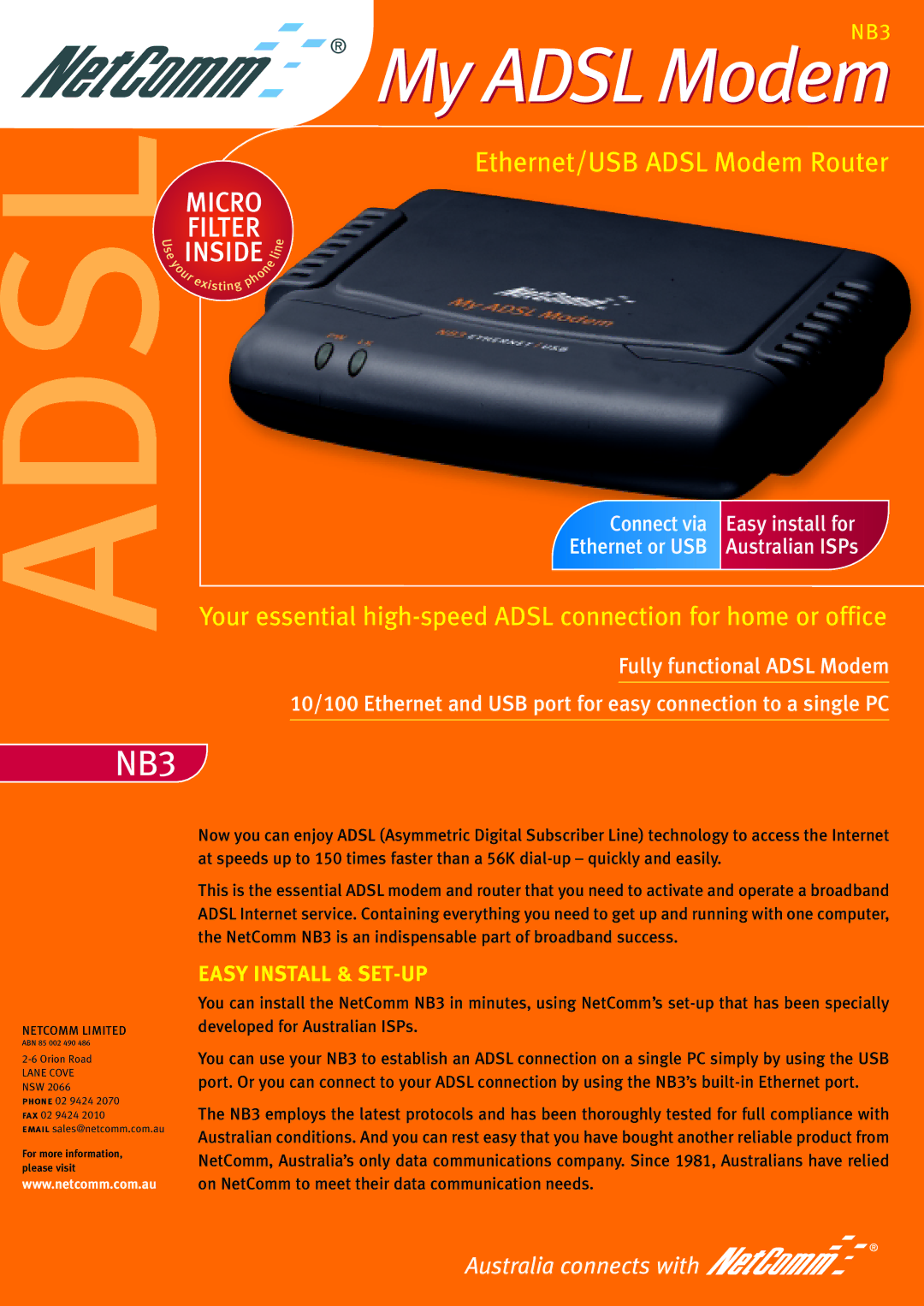 NetComm NB3 manual Adsl 