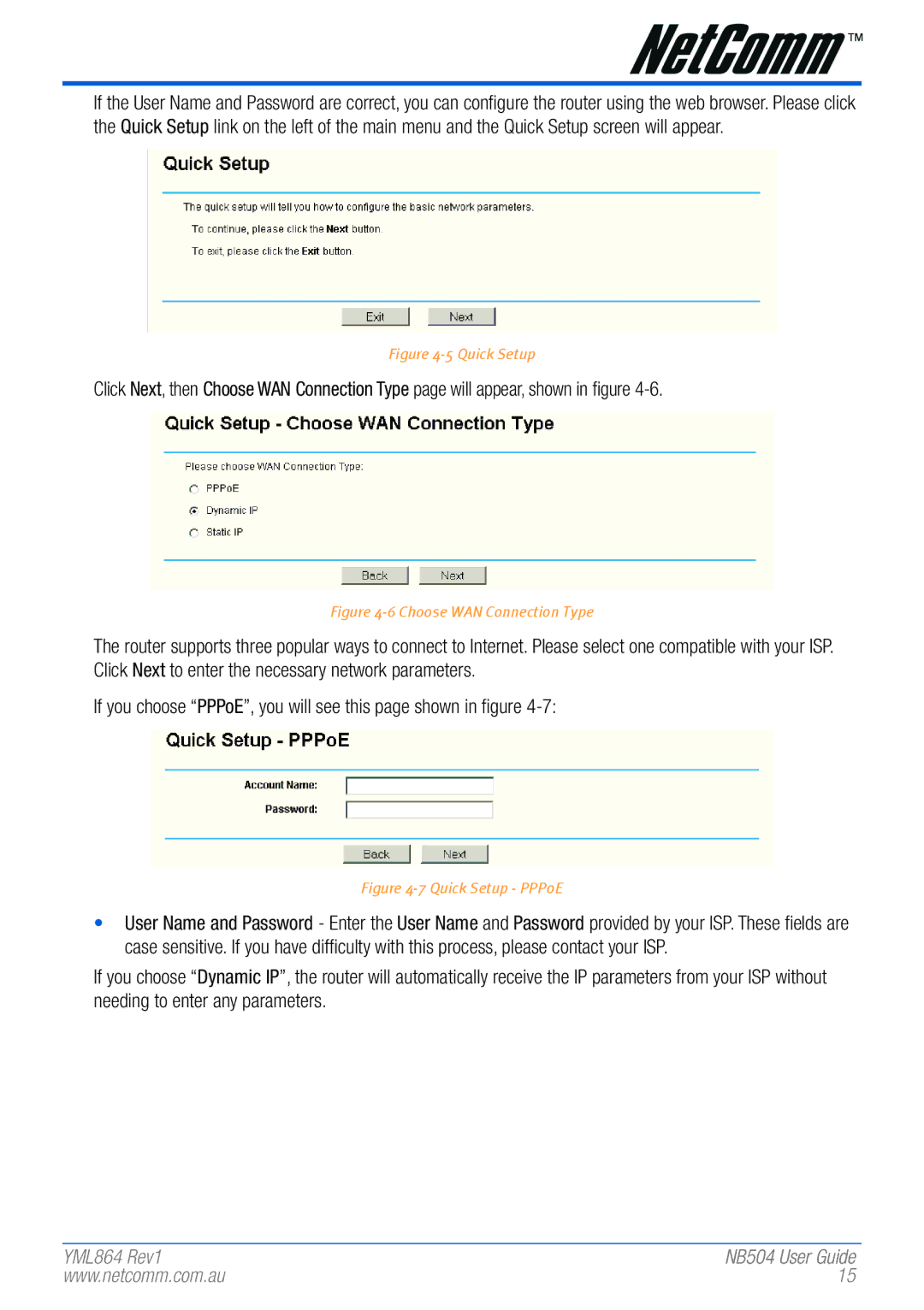 NetComm NB504 manual Quick Setup 