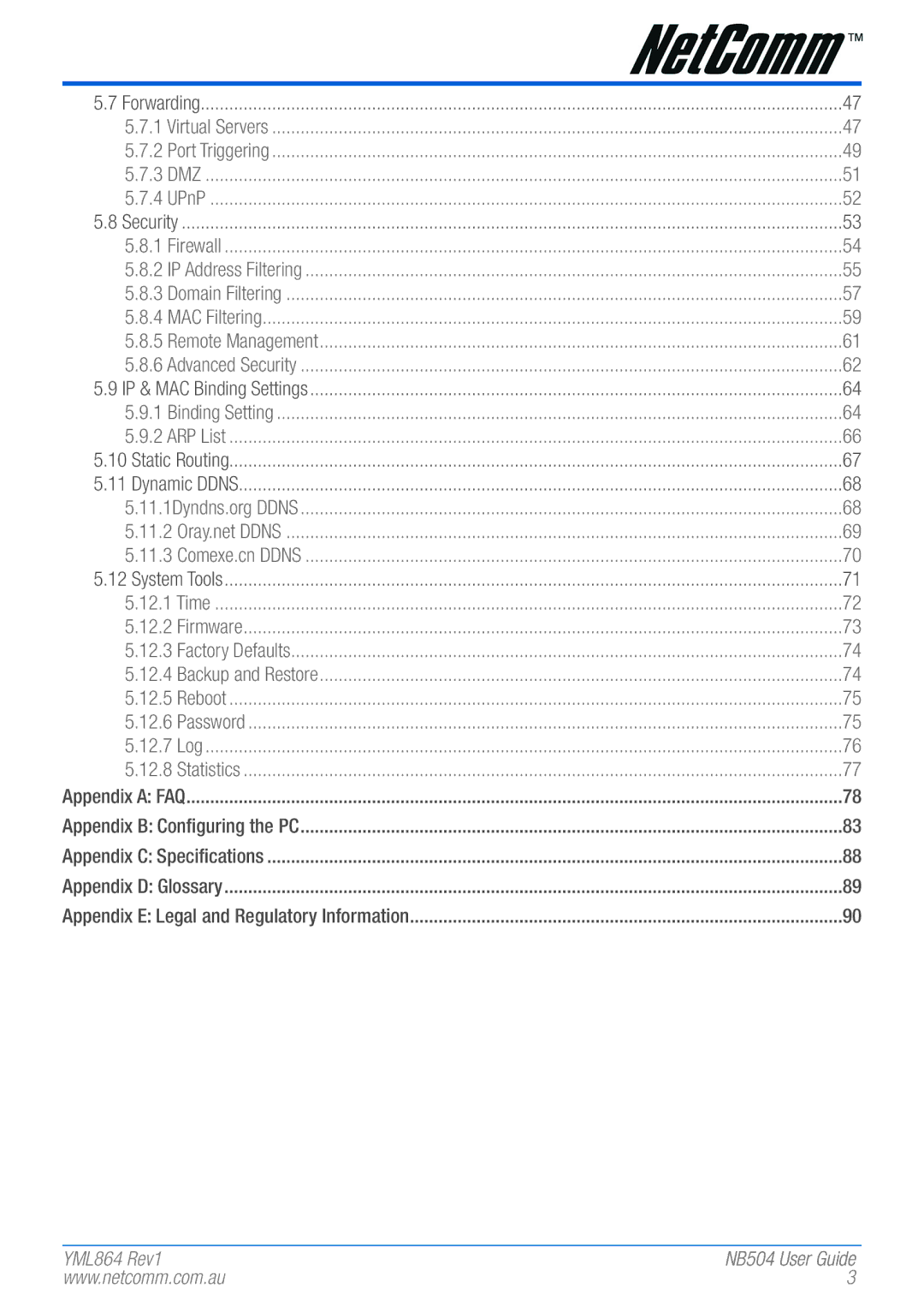 NetComm NB504 manual Virtual Servers 