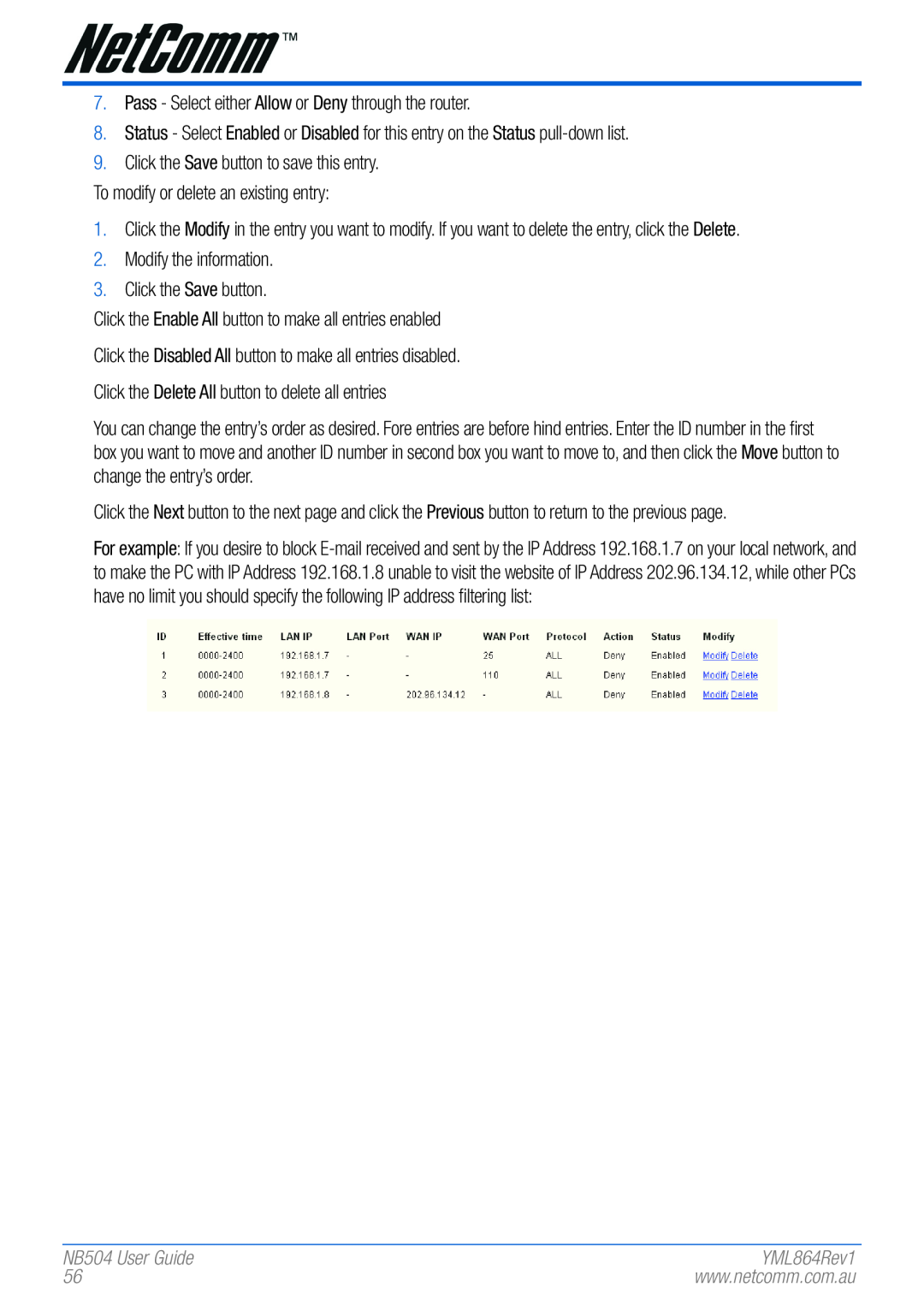 NetComm manual NB504 User Guide 